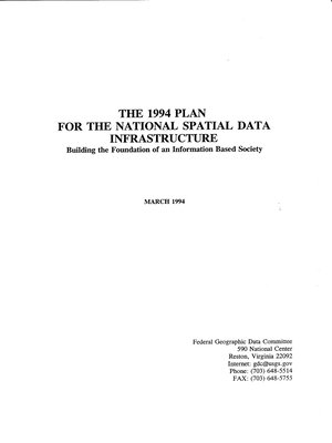 cover image of The 1994 Plan For the National Spatial Data Infrastructure